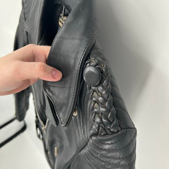 VTG 80s women's leather Hein Gericke HARLEY DAVIDSON Motorcycle Biker Jacket 38 - Picture 8 of 16